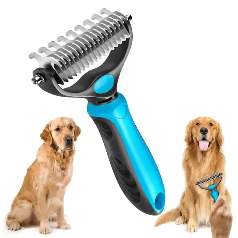 🐾Double-Sided Pet Grooming Brush – Hurtless Shedding & Dematting Undercoat Rake for Dogs and Cats🔥