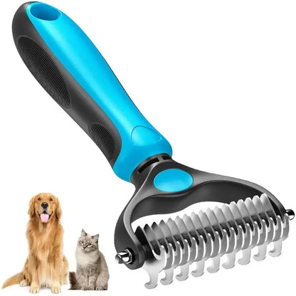🐾Double-Sided Pet Grooming Brush – Hurtless Shedding & Dematting Undercoat Rake for Dogs and Cats🔥