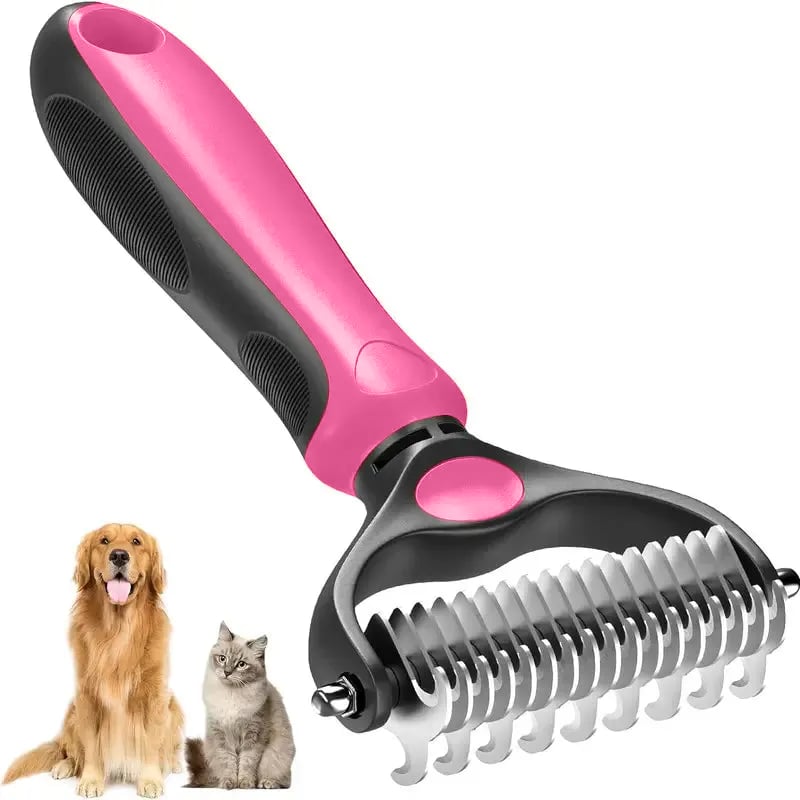 🐾Double-Sided Pet Grooming Brush – Hurtless Shedding & Dematting Undercoat Rake for Dogs and Cats🔥